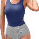 Tempt Me Women One Piece Swimsuits Tummy Control Cutout Bathing Suit for Teen Girls Zip Up Monokini