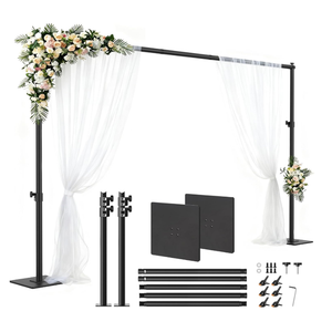 Square Backdrop Stand 6.5x10ft, Heavy-Duty Pipe Drape with Flat Metal Base
Adjustable Photography Background Support, Aluminum Poles Stand Kit for Weddings, Parties, Video Studio, Birthday, Black