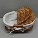 Small Picnic Basket with Removable Liner, Empty Basket for Kid with Lids, Picnic Hamper with Foldable Handles, Natural Color