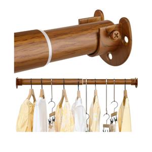 FIRJOY Closet Rods for Hanging Clothes (Wood Grain, 18.0" - 28.0")
