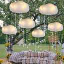 Marsui Artificial Cloud Props Imitation 3D Cotton Cloud Ceiling Light Hanging Decorations with Hanging Acrylic Raindrop for Room Ceiling Wall Baby Shower Party Wedding Nursery Classroom Decor(6 Pcs)
