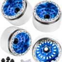 Aluminum 1.9 Beadlock Wheel Rims for 1/10 SCX10 SCX10 II 90046 SCX10 III AXI03007 SCX10 Pro TRX4 TRX6 Gen7/8 D90 VS4-10 MST CFX RC Crawler Car,4pcs RC 1.9 Beadlock Wheel Rims, Navy Blue