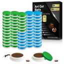 64 PCS Extra Strength Ant Gel Bait for Indoor & Outdoor Common Household Ants Control, Powerful Ant Killer Indoor for Home Kitchen Garden, Slow-Acting Carpenter Ant Bait Gel for Colony Elimination