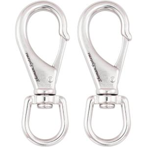 SHONAN Large Stainless Steel Swivel Snap Hooks, 2 Pack 4.6 Inch Heavy Duty Boat Hooks, Large Spring Clips for Boat Anchor Ropes and Cables