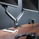 VIVO Premium Aluminum Heavy Duty Dual Monitor Arm for Ultrawide Monitors up to 40 inches and 24 lbs Each, Desk Mount Stand, Pneumatic Height, Max VESA 100x100, Black, STAND-V202Q