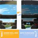 Sunshade Compatible with 2024 2025 2026 Jeep Wrangler JL 4 Door 4XE Hard Top Accessories Front Rear Sun Shade Soft Mesh Top Bimini Roof Bikini Cover, Keep Airbag Function, Front Rear Door Black