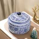 Blue and White Ginger Jar, Ceramic Chinoiserie Decorative Jars for Home, Office, Ginger Jar Vase Porcelain for Table, Living Room, Bookshelf, Mantle Fireplace, Centerpieces 6.5"