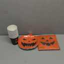 72Pcs Halloween Party Dinnerware Set Orange Black Pumpkin Themed Paper Plates Cups Napkins Halloween Disposable Tableware Party Supplies for Spooky Themed Party Birthday, Serves 24 Guests