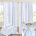 50ftx14FT Wrinkle Free White Backdrop Curtain, 10 Panels 14FT Height White Wedding Backdrop Drapes, Silky Polyester Back Drop Cloth for Birthday Photography Background Party Backdrop Draping