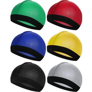 6 Pieces Kids Satin Wave Caps Unisex Baby Beanie 360 Wide Strap Skull Caps