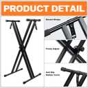 Keyboard Stands and Bench Set,7 Adjustable Heights Double-X Keyboard Stand,Portable Keyboard Piano Stand with Locking Straps,Piano Keyboard Stand Fits for 54-88 Key Digital Pianos(9.84-29.92Inch)
