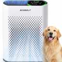 Air Purifier for Large Room, Cleans 2, 400 ft² in 30 Mins, 3-Stage True HEPA, 360° Airflow, Large Touch Display Control, Real-Time Air Quality (PM2.5) Display, Ultra-Quiet 20dB Sleep Mode, Bright White