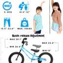 bicystar Kids Balance Bike with Real Rubber Air Tires - 16 Inch Big Kid Bicycle Ages 5-8, Adjustable Seat & Handlebars, Lightweight No Pedal Training Bike (Blue)