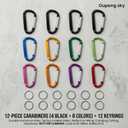 12PCS Carabiner Keychain Clip - 3" Aluminum Caribeener Key Clip,D Ring Shape Nonlocking Carabeaner Hook Buckle,Multi-Function Spring Snap Key Clips Tool for Home,Camping,Hiking,Traveling,Backpack