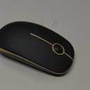 Unipows Wireless Mouse - 2.4G Slim Portable Computer Mouse with Nano Receiver, Less Noise Mobile Optical Mice for Notebook, PC, Laptop, Computer, Mac (Black and Gold)