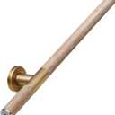 HouseAid 3.3 ft Elegant Wood Grain Stair Handrail with Gold Accents  Sturdy Stainless Steel Core for Indoor Use
