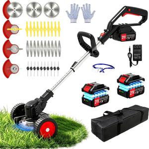 21V Electric Weed Wacker Battery Powered Weed Eater Cordless String Trimmer, 35 inches