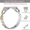 Wearlizer Metal Band Compatible with Fitbit Versa 4/Versa 3/Sense/Sense 2 Bands for Women, Dressy Stainless Steel Bling Rhinestone Link Bracelet Wristband Replacement Strap