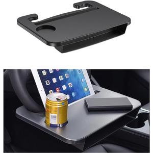 2 in 1 Car Steering Wheel Tray, Steering Wheel Desk with Cup Holder for Laptop Eating Drinking, Auto Seat Gap Filler Organizer, Road Trip Car Accessories for Most Steering Wheels