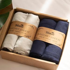 Baby Bassinet Sheets 4 Pack Compatible with BCOL, COWIEWIE, YADAQE, Graco Travel Lite Crib, Cloud Baby and Ingenuity Bassinet, Ultra Soft & Skin-Friendly, Grey and Navy Blue
