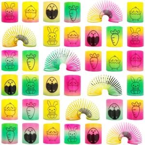 36 PCS Plastic Rainbow Coil Springs Toys, Easter Magic Rainbow Slinky Toys, Party Favors, Easter Egg Fillers Basket Stuffers Essentials, Easter Gifts for Kids Boys Girls