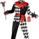 Morph Evil Jester Costume Men, Adult Jester Costume, Scary Halloween Costumes, Halloween Costumes For Men (XX-Large)