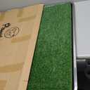 Dog Grass Pad with Tray Large, 35" x 24" Stainless Steel Dog Litter Box with 2 Premium Grass Pads & Reusable Pee Pad - Durable, Rust-Proof, Easy Clean Dog Toilet for Large Dogs Indoor Outdoor Use (Silver + Green)