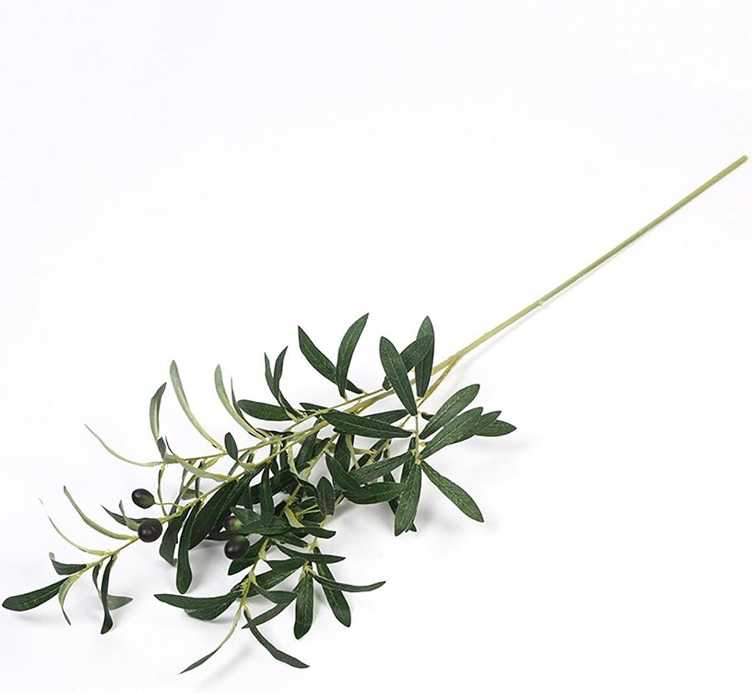 Frogued Artificial Olive Branches for Vases, 35 Inch Faux Olive Branch Greenery Stems Fake Plants with 6 Branches Green Branch Home Decoration Indoor Green