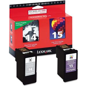 Lexmark 18C2239 14 & 15 X2600 X2650 X2670 Z2300 Z2320 Ink Cartridge Combo Pack (Black and Color, 2-Pack) in Retail Packaging