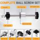 ANWOK 1Set Ball Screw SFU1605/1000mm Ballscrew with Metal Ballnut + BK/BF12 End Support + Coupler, Length 1000mm/39.37 inch Diameter 16mm Pitch 5mm with End Machined