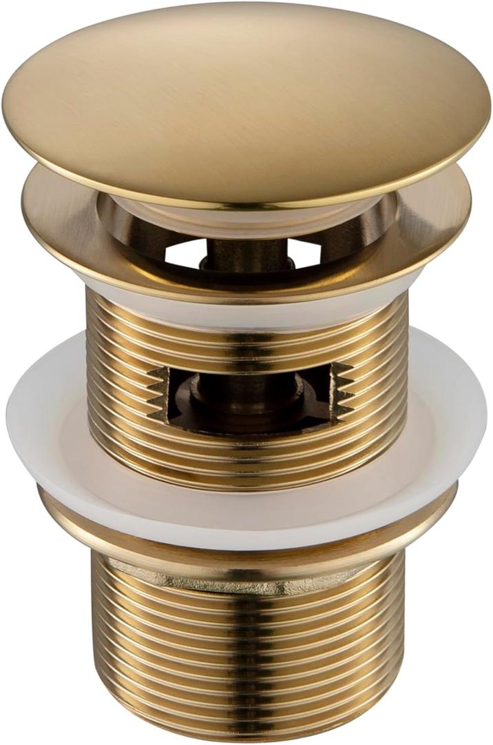 WOODBRIDGE Pop-up Drain for Freestanding Bathtub, with stainless steel Overflow, Brushed Gold Finish, Bathtub Drain Stopper Kit Fits Most WOODBRIDGE Acrylic Tubs