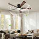 Ayaoty 54 inch Ceiling Fans with Lights and Remote, Low Profile Ceiling Fan with Light, Flush Mount, Reversible, 3CCT, Dimmable, Noiseless, Brown Ceiling Fan for Bedroom, Indoor/Outdoor Use