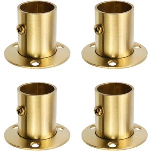 Antrader 4-Pack Stainless Steel Closet Rod Flange- 1 Inch Diameter Adjustable Socket Bracket Support Holder for Pipe, Gold
