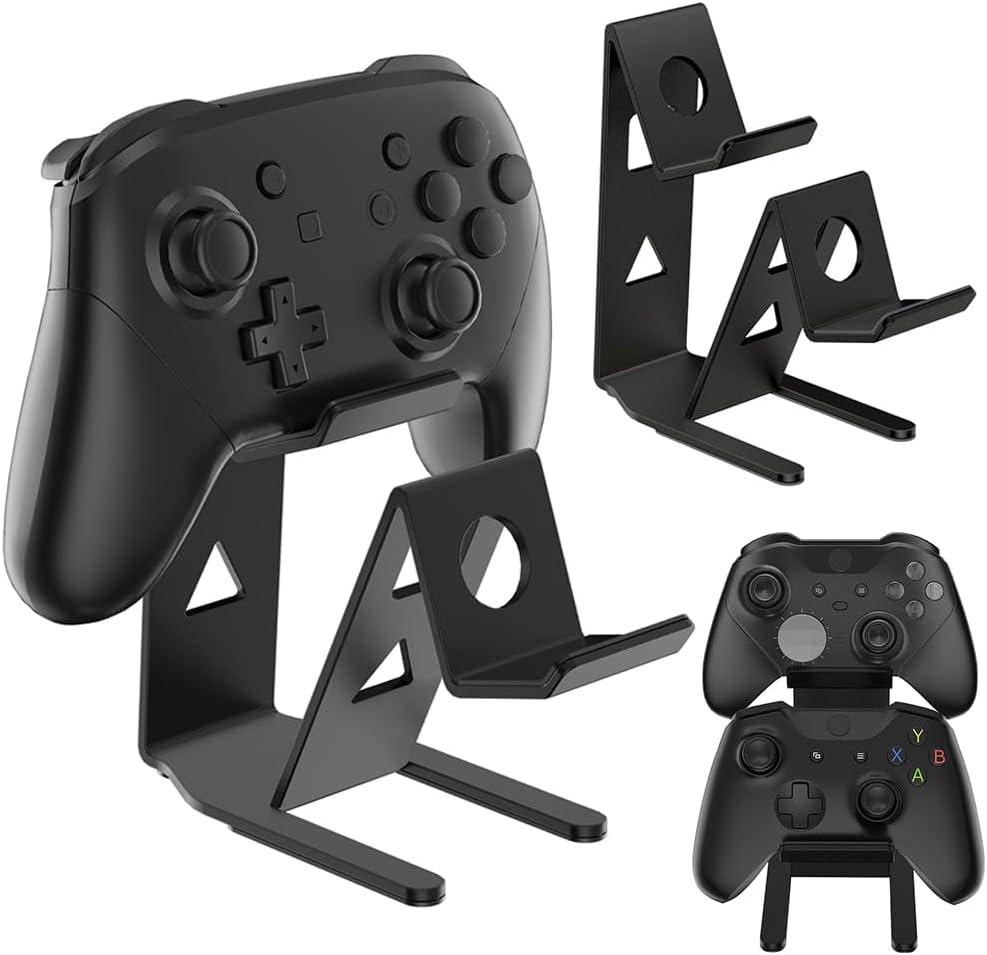 ASIEIT 2Packs Controller Holder, 2 Tier Universal Aluminum Display Stand for Desk Game Enthusiasts Gift Stand Compatible with Series XS, Elite 2, PS5, PS3, Switch Pro and Almost All Controller, Black