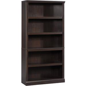 Sauder 5 Tier Book Shelf Wooden Bookcase Multipurpose Bookshelf for Home Office, Living Room, in Jamocha Wood