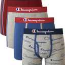 Champion Boys' Underwear, Cotton Stretch Boxer Briefs, Moisture-Wicking, Assorted 4-Pack (L)