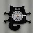 MYCENSE Cat Shaped Wall Clock Non-Ticking Battery Operated Art Clock for Bedroom Kitchen Decoration