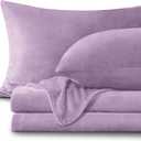 BEDELITE Flannel Sheets Full Size Lavender - Super Soft Fleece Sheets Set Fluffy Extra Plush, 4 Piece(Include Fitted Sheet, Flat Sheet, 2 Pillowcases)