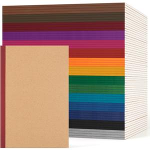 60 Pack Lined Notebook Journals Bulk, A5 College Ruled Composition Notebook, Kraft Cover with Vintage Spines, 8.3x 5.5, 15 Colors 60 Pages for School Office Travel