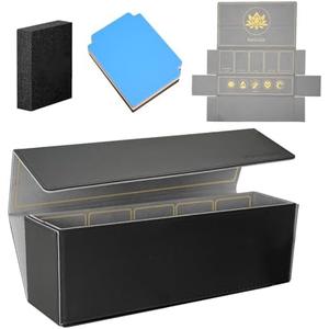 Hipoocok 2 in 1 Card Deck Box for Trading Cards, Unfolded MTG Commander Card Can be Used as a Playmat, Leather Magnetic Card Storage Box Holds 800+ Single Sleeved Cards, Fits for TCG CCG Magic Cards, 2 Pack