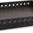 Samhita Serving Trays Mango Wood Rectangular Serving Tray, Wood Plate, Tea/Drink Platter, Dinner Serving Tray, Snack Tray (Black) (14" x 11" x 2")