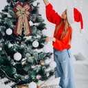 Large Christmas Bow for Wreath, 11.42 inch  20.86 inch Red Black Buffalo Plaid Bow with Truck and Tree Design, Wired Craft Bow for Christmas Tree, Front Door, Holiday Home Dcor