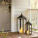 Large Outdoor Lanterns for Porch: 23" & 17" Set of 2 Floor Lantern Decorative Indoor Candle Holder for Front Porch Patio Fireplace Vintage Home Decor