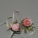 Wrist Corsage Wristlet and Boutonniere Set for Wedding Bridesmaid Mother Grandmother for Bridal Shower Wedding Artificial Roses Flower Prom Set of 2 (Blush)