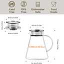 CNGLASS 40oz/1200ml Glass Teapot Stovetop Safe,One-Touch Clear Tea Kettle,Blooming and Loose Leaf Tea Maker, 40.5oz/1200ml