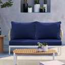 PLTCAT All-Weather Comfort Deep Seat Cushions, Fade-Resistant Patio Chair Cushion Set (Navy Blue, 24" x 24" + 24" x 20") with Removable Cover for Pation Furniture