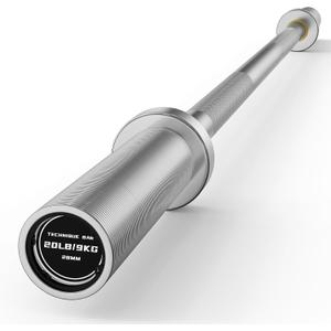 PAPABABE Olympic Barbell, 4ft/5ft/6ft Straight Barbell for Strength Training and Technique Adjusting, 2 inch Olympic Bar with Moderate Knurling For Bench Press, Squats Curls Deadlifts Weightlifting