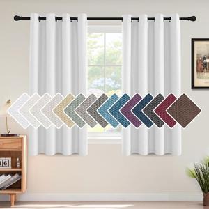 H.VERSAILTEX Linen Blackout Curtain 54 Inches Long for Bedroom/Living Room Thermal Insulated Grommet Linen Curtain Drapes Primitive Textured Burlap Effect Window Drapes 1 Panel - Heather Pure White