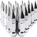 Osilly 20PCS M12x1.5 Car Wheel Lug Nuts with Pointed Cap, 60mm Height Aluminum Anti-Corrosion Automotive Wheels Rims Lug Nuts, Vehicle Cap Spiked Extended Tuner, Universal for SUV Truck RVSilver