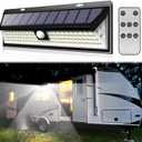 CCBASEBALL Solar RV Porch Light, 118 LED Motorhome Motion Sensor RV Exterior Lights with Remote Control, Waterproof Camper Outdoor Lights for Motorhome Travel,Travel Trailers, Camper, Food Trucks